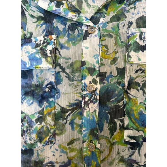 Liz Claiborne Women's XL blue floral long sleeve collared blouse top new - Picture 5 of 6